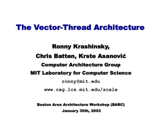 The Vector-Thread Architecture