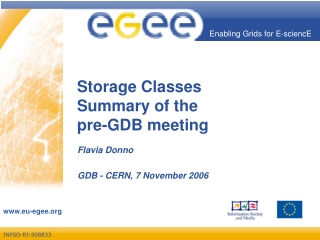 Storage Classes Summary of the  pre-GDB meeting