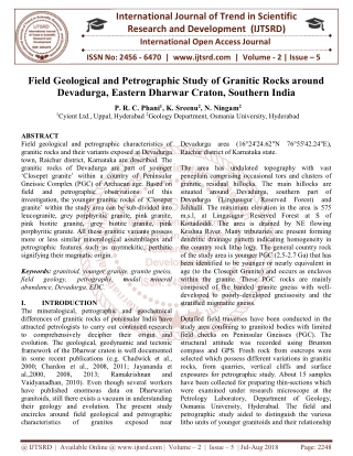 Field Geological and Petrographic Study of Granitic Rocks around Devadurga, Eastern Dharwar Craton, Southern India