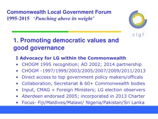 1. Promoting democratic values and good governance