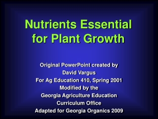 Nutrients Essential for Plant Growth