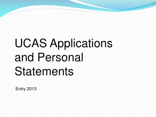 UCAS Applications and Personal Statements