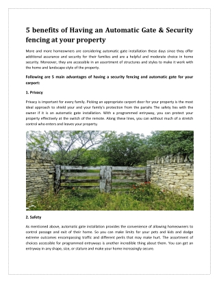 5 benefits of Having an Automatic Gate & Security fencing at your property