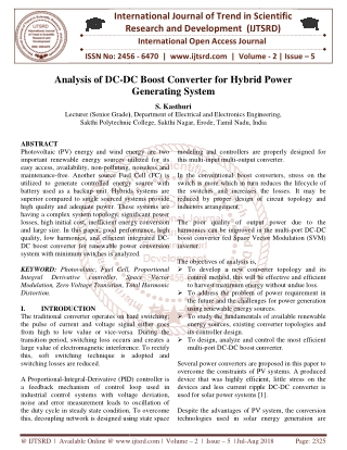 Analysis of DC DC Boost Converter for Hybrid Power Generating System