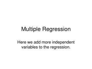 Multiple Regression