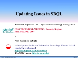 Updating Issues in SBQL