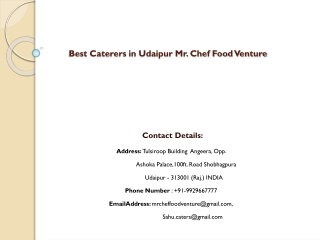 Best  Caterers in Udaipur Mr. Chef Food Venture