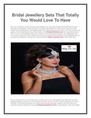 Bridal Jewellery Sets That Totally You Would Love To Have