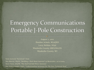 Emergency Communications Portable J-Pole Construction