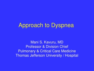 Approach to Dyspnea