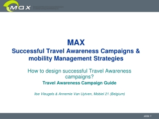 MAX Successful Travel Awareness Campaigns &amp; mobility Management Strategies