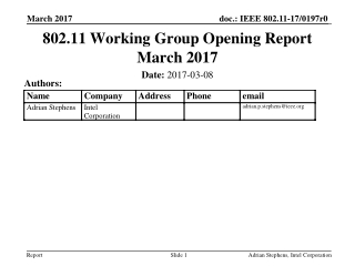 802.11 Working Group Opening Report March 2017