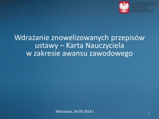 Wdrażanie znowelizowanych przepisów ustawy – Karta Nauczyciela w  zakresie awansu zawodowego