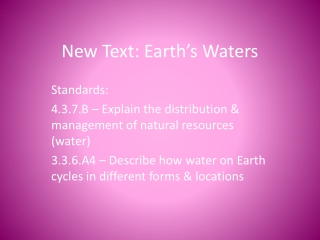 New Text: Earth’s Waters