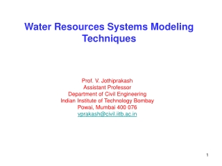 Water Resources Systems Modeling Techniques