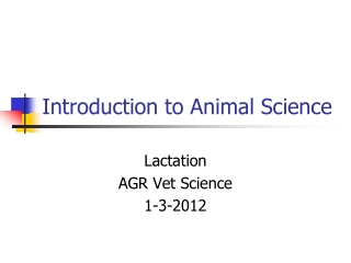 Introduction to Animal Science