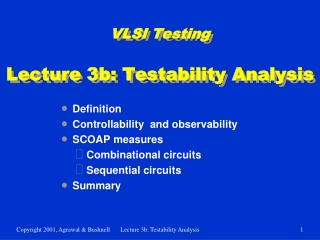 VLSI Testing Lecture 3b: Testability Analysis