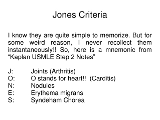 Jones Criteria