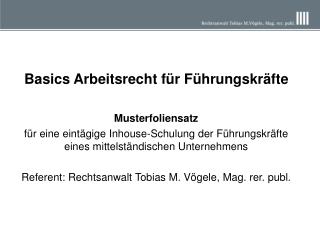 Basics Arbeitsrecht für Führungskräfte