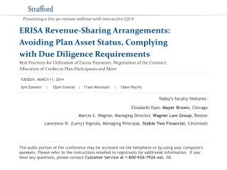 ERISA Revenue-Sharing Arrangements:  Avoiding Plan Asset Status, Complying