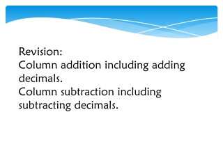 Revision:  Column addition including adding decimals.