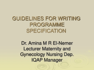 GUIDELINES FOR WRITING   PROGRAMME SPECIFICATION