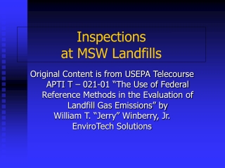 Inspections  at MSW Landfills