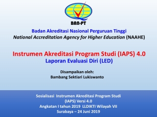 Instrumen Akreditasi  Program  Studi (IAPS)  4.0 Laporan Evaluasi Diri  ( LED)