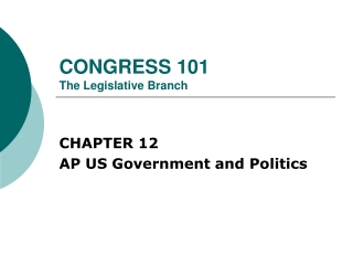 CONGRESS 101 The Legislative Branch