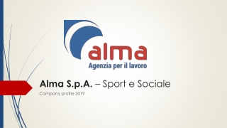 Alma S.p.A.  – Sport e Sociale