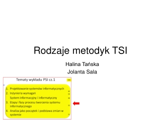 Rodzaje metodyk TSI