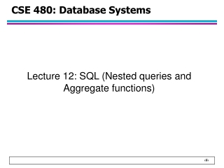 CSE 480: Database Systems