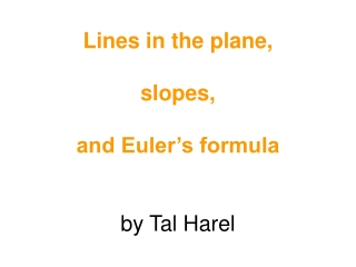 Lines in the plane, slopes, and Euler’s formula by Tal Harel