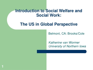 Introduction to Social Welfare and  Social Work:  The US in Global Perspective