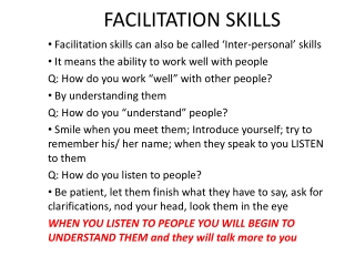 FACILITATION SKILLS