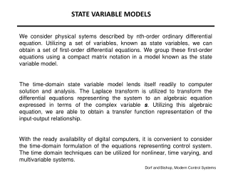 STATE VARIABLE MODELS