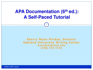 APA Documentation (6 th  ed.): A Self-Paced Tutorial