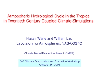 Atmospheric Hydrological Cycle in the Tropics  in Twentieth Century Coupled Climate Simulations