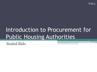 Introduction to Procurement for Public Housing Authorities