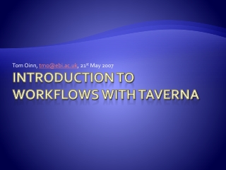 Introduction to Workflows with Taverna