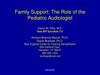 Family Support: The Role of the Pediatric Audiologist