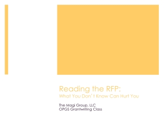 Reading the RFP:  What You Don ’ t Know Can Hurt You