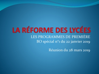 LA RÉFORME DES LYCÉES