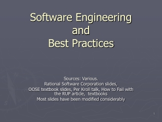 Software Engineering  and Best Practices