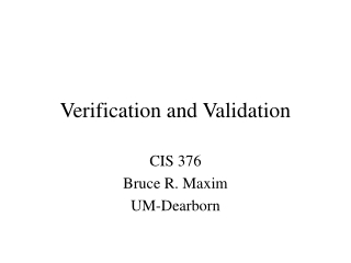 Verification and Validation