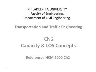 PHILADELPHIA UNIVERSITY  Faculty of Engineering.  Department of Civil Engineering.