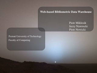 Web-based Bibliometric Data Warehouse