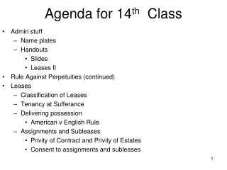 Agenda for 14 th   Class
