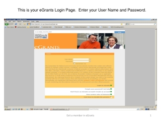 This is your eGrants Login Page.  Enter your User Name and Password.