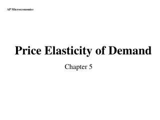 Price Elasticity of Demand